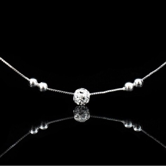 925 Sterling Silver Anklet Chain Hollow Ball Pendant Anklets Bracelet Chain - Picture 7 of 9